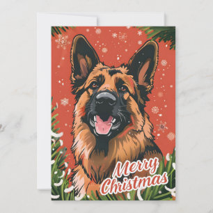German Shepherd Christmas  Holiday Card
