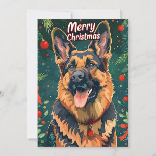 German Shepherd Christmas Holiday Card