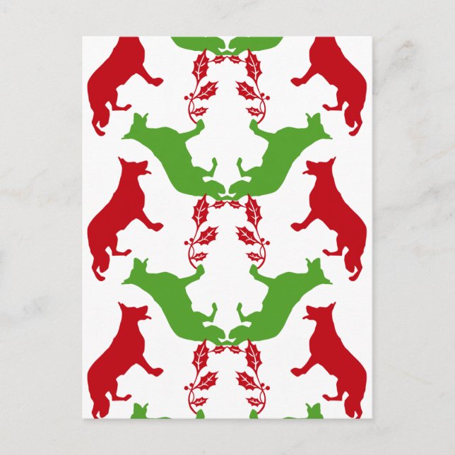 German Shepherd Christmas Holiday Postcard (Front)