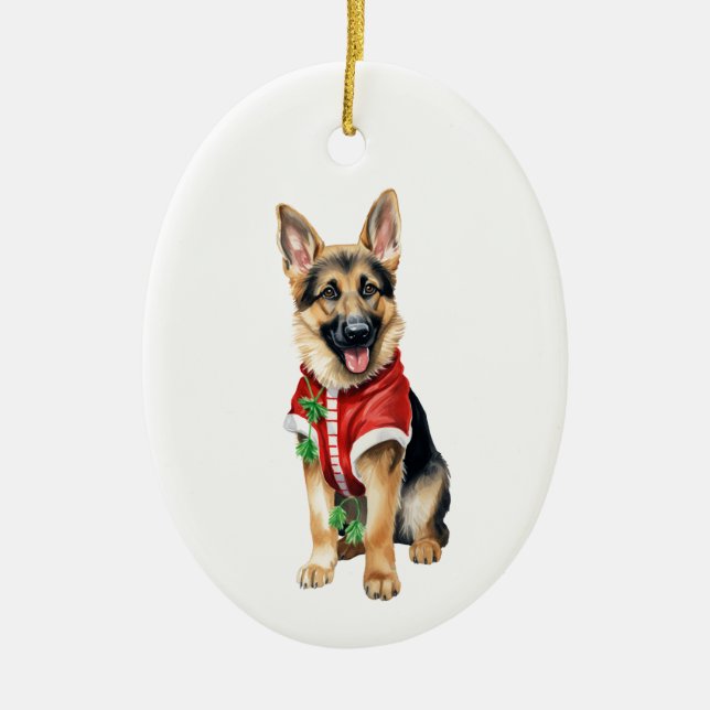 German Shepherd Christmas Ornament – Holiday  (Front)