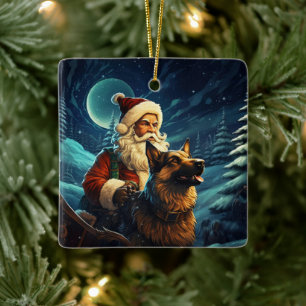 German Shepherd Christmas Pet Ornament, Dog Lover  Ceramic Ornament