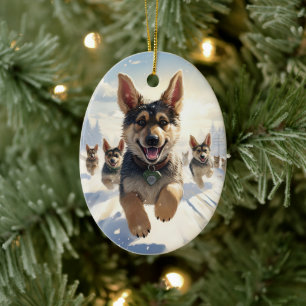 German Shepherd Christmas Pet Ornament, Dog Lover Ceramic Tree Decoration