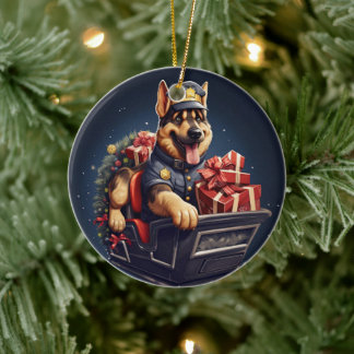 German Shepherd Christmas Pet Ornament, Dog Lover Ceramic Tree Decoration