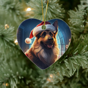 German Shepherd Christmas Pet Ornament, Dog Lover Ceramic Tree Decoration