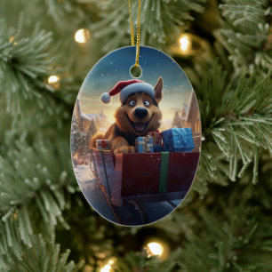 German Shepherd Christmas Pet Ornament, Dog Lover Ceramic Tree Decoration