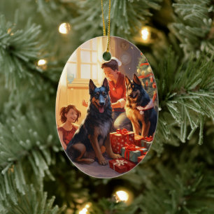 German Shepherd Christmas Pet Ornament, Dog Lover  Ceramic Tree Decoration