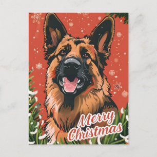 German Shepherd Christmas Postcard