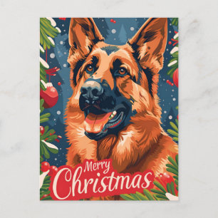 German Shepherd Christmas  Postcard