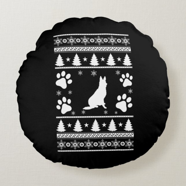 German Shepherd Christmas Round Cushion (Front)