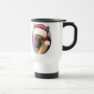German Shepherd Christmas Santa Hat Travel Mug