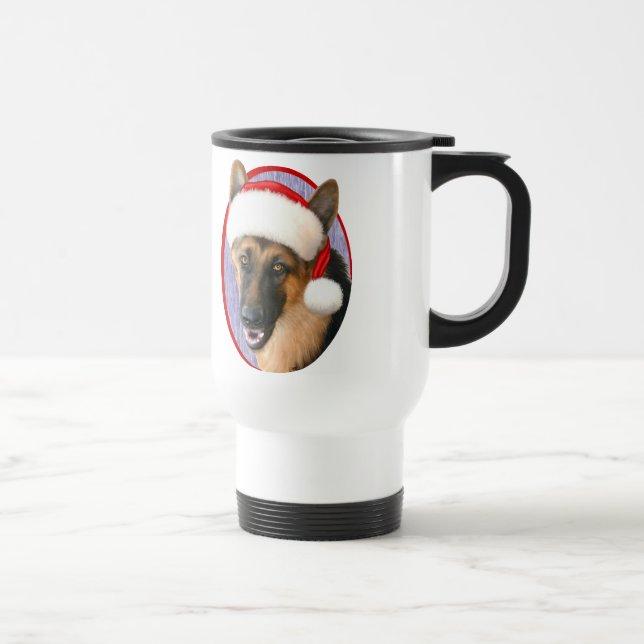German Shepherd Christmas Santa Hat Travel Mug (Right)