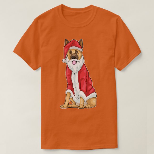 German shepherd Christmas Santa hat TShirt (Design Front)