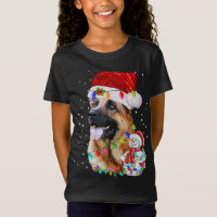 German Shepherd Christmas Santa Hat Xmas Lights Do