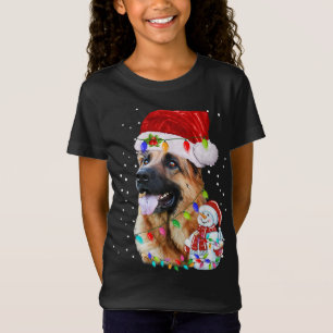 German Shepherd Christmas Santa Hat Xmas Lights Do T-Shirt