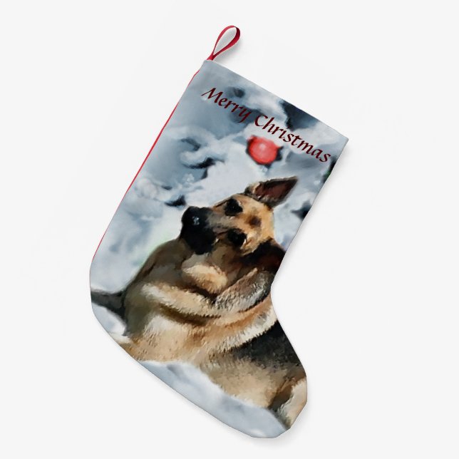 German Shepherd Christmas Small Christmas Stocking (Front (Hanging))