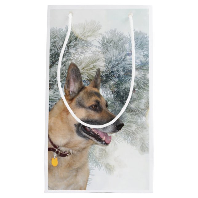 German Shepherd Christmas Small Gift Bag (Front)