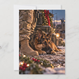 German Shepherd Christmas Soldier Flat Card