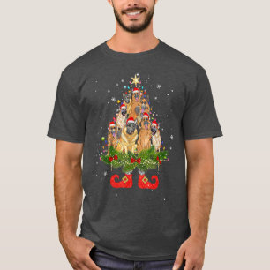 German Shepherd Christmas Tree Lights Funny Santa T-Shirt