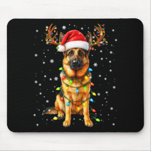 German Shepherd Christmas Tree Lights Pajama Dog L Mouse Pad