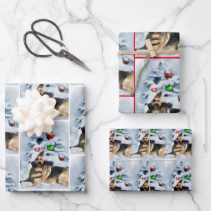 German Shepherd Christmas Wrapping Paper Sheet