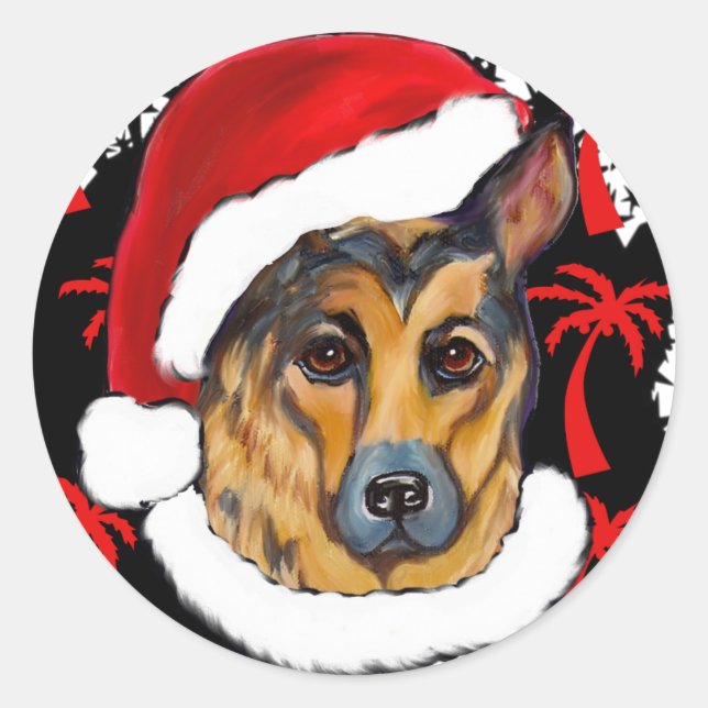 GERMAN SHEPHERD CLASSIC ROUND STICKER (Front)