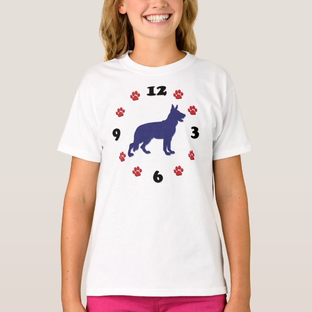 German Shepherd Clock T-Shirt (Front)