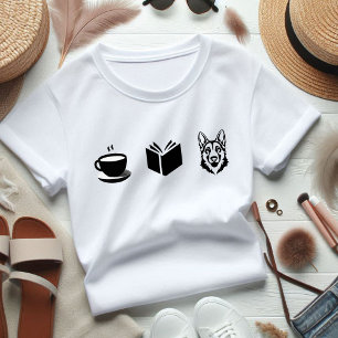 German Shepherd Coffee Book gift for doglover T-Shirt