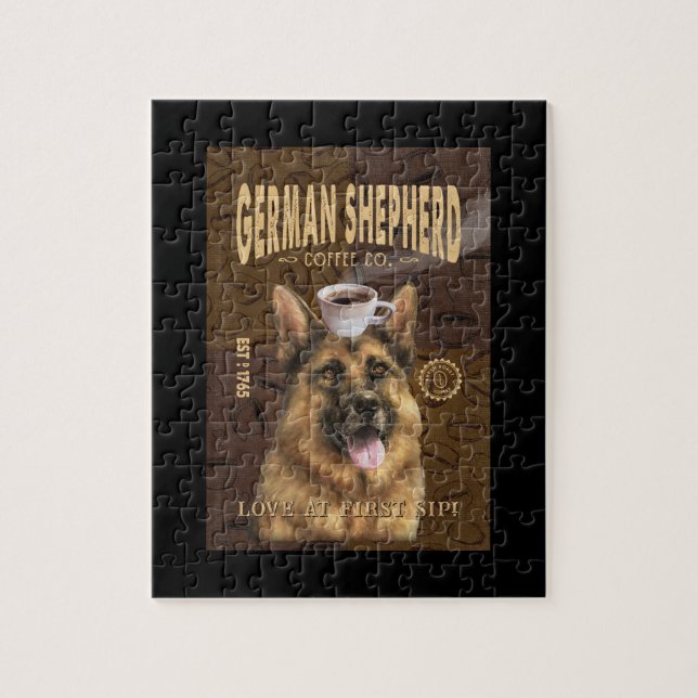 German Shepherd Coffee Company Canvas Jigsaw Puzzle (Vertical)