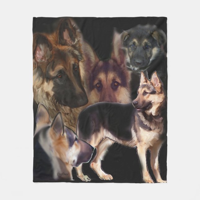 German Shepherd Collage Fleece Blanket (Front)