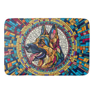German Shepherd - Colorful Mosaic Art Bath Mat