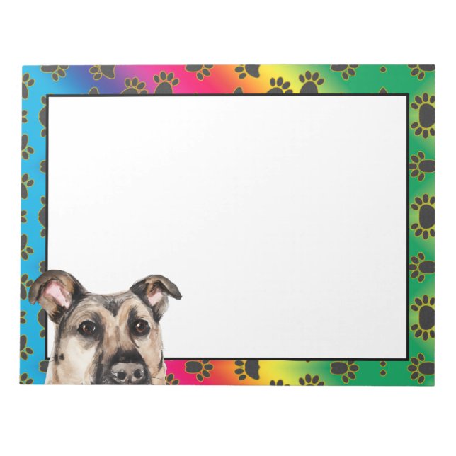 German shepherd colourful dog paw pattern   notepad (Front)