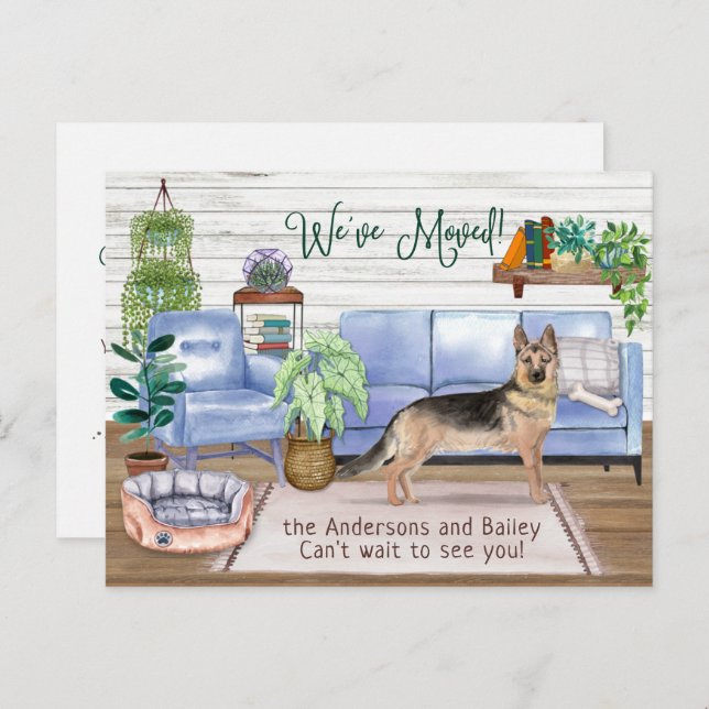 German Shepherd Cosy New Home Moving        Announcement Postcard (Front/Back)