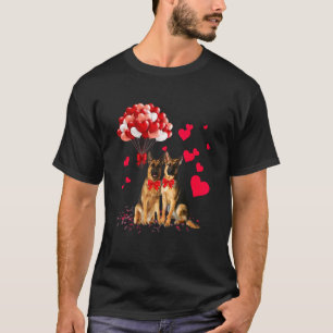 German Shepherd Couple Heart Balloons Happy Valent T-Shirt