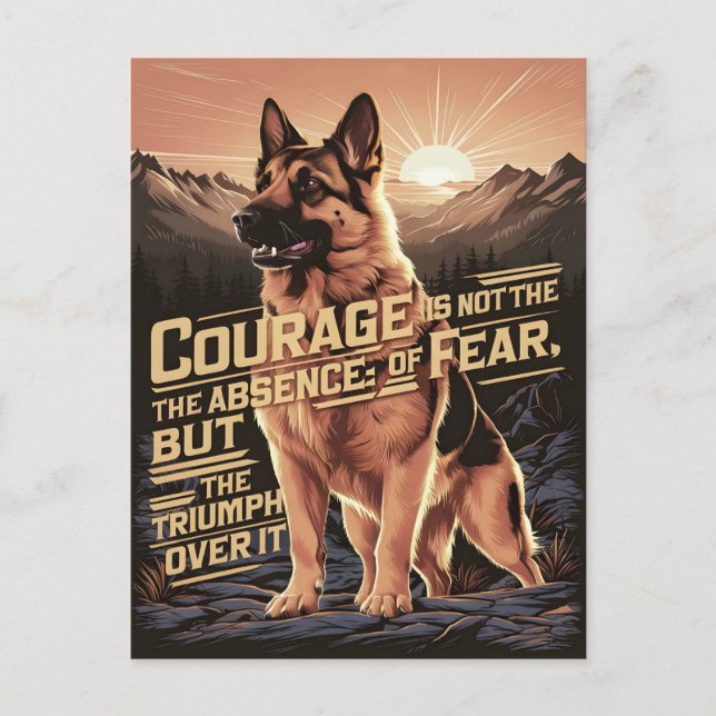 German Shepherd Courage At Sunset Postcard (Front)