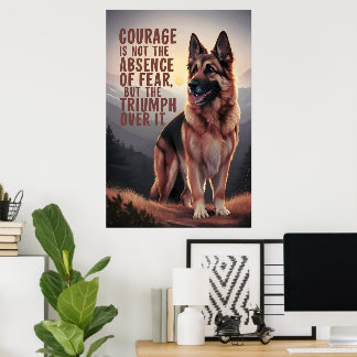 German Shepherd Courage At Sunset Poster