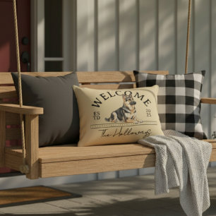 German Shepherd Custom Family Name Welcome Decorative Cushion