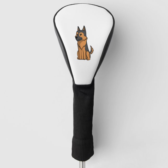 German Shepherd Cute Cartoon  Golf Head Cover (Front)