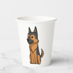 German Shepherd Cute Cartoon  Paper Cups