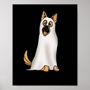 German Shepherd Cute Dog Wearing Ghost Funny Hallo Poster