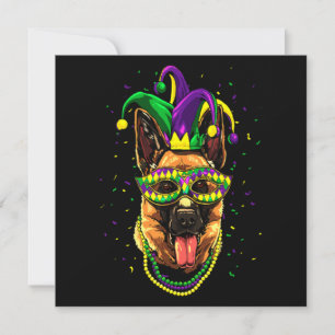German Shepherd Cute Mardi Gras Carnival Card