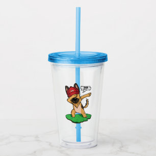 German Shepherd Dabbing Acrylic Tumbler