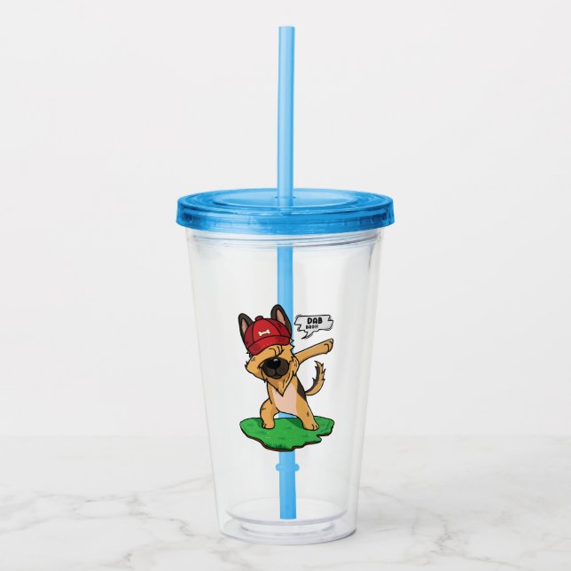 German Shepherd Dabbing Acrylic Tumbler (Front)