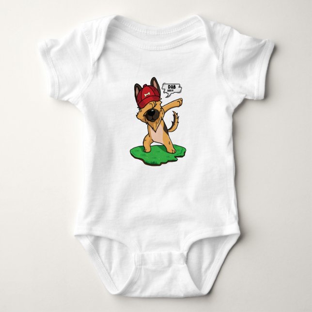 German Shepherd Dabbing Baby Bodysuit (Front)