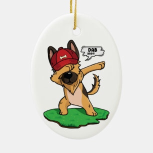 German Shepherd Dabbing Ceramic Tree Decoration