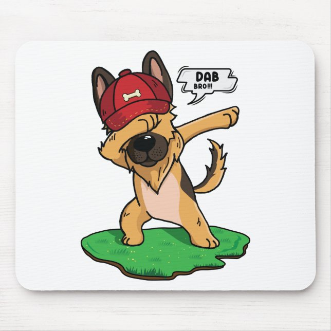 German Shepherd Dabbing Mouse Pad (Front)