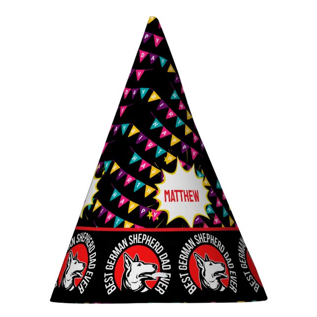 German Shepherd Dad Birthday Party Hat (Right)