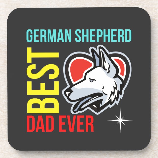 German Shepherd Dad, Dog Dad Coaster (Front)