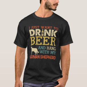 German Shepherd Dad Drink Beer Hang With Dog Vint T-Shirt