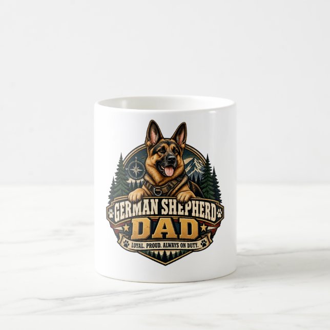 German Shepherd Dad Loyal Vintage Badge Coffee Mug (Center)
