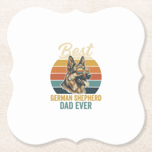 German Shepherd Dad Vintage Sunset Shirt Design Paper Coaster